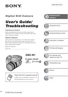 Sony Cyber-shot R1 manual. Camera Instructions.